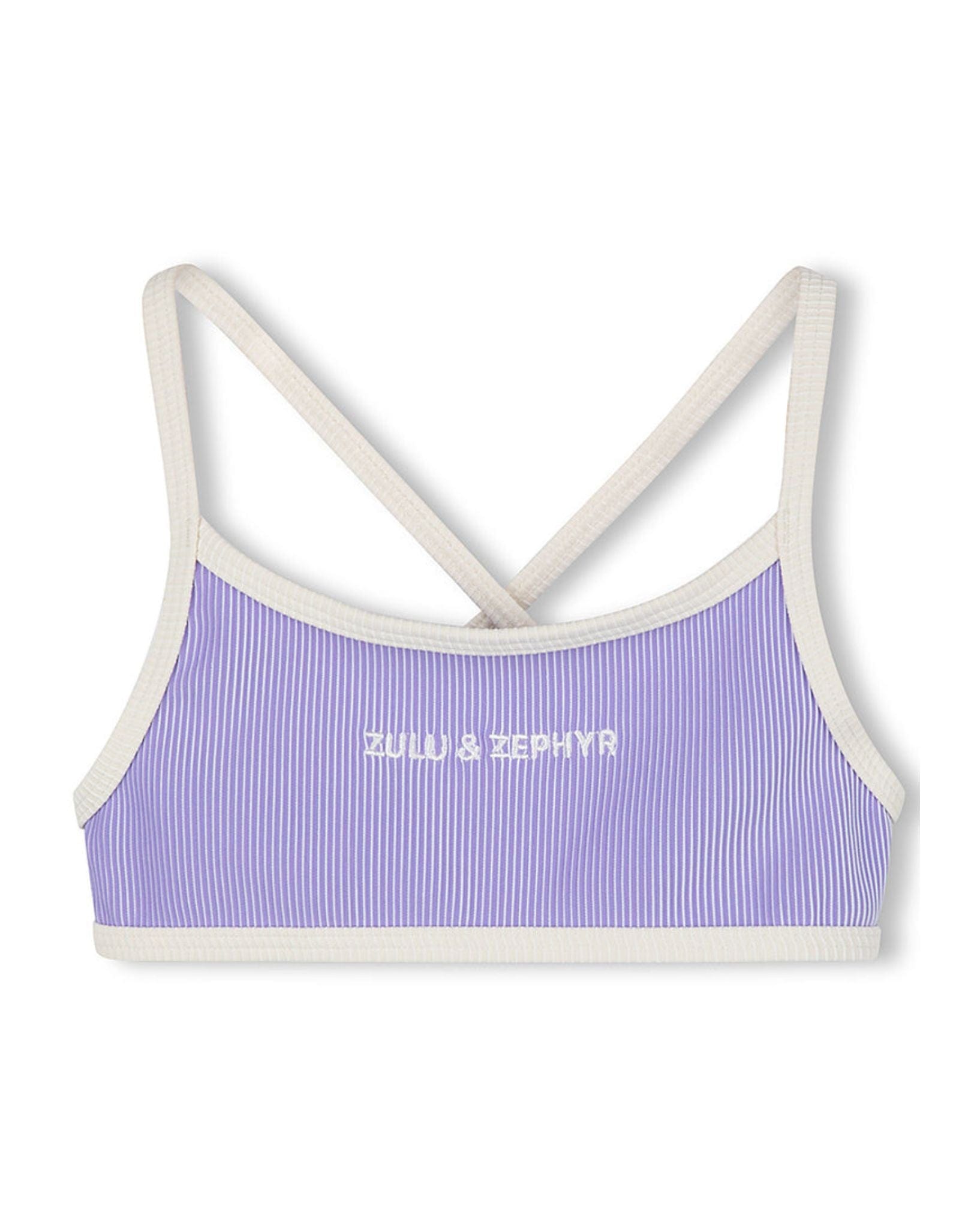 Zulu & Zephyr Mini Stripe Rib Logo Bikini Top