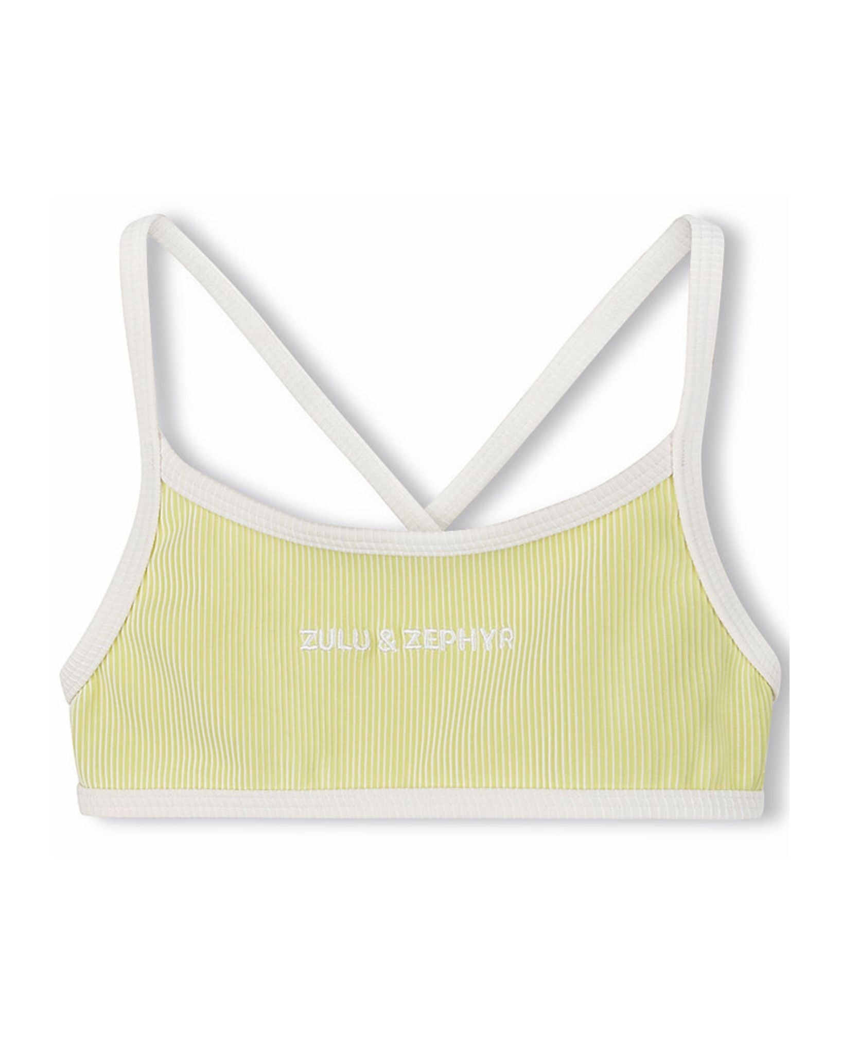 Zulu & Zephyr Mini Stripe Rib Logo Bikini Top