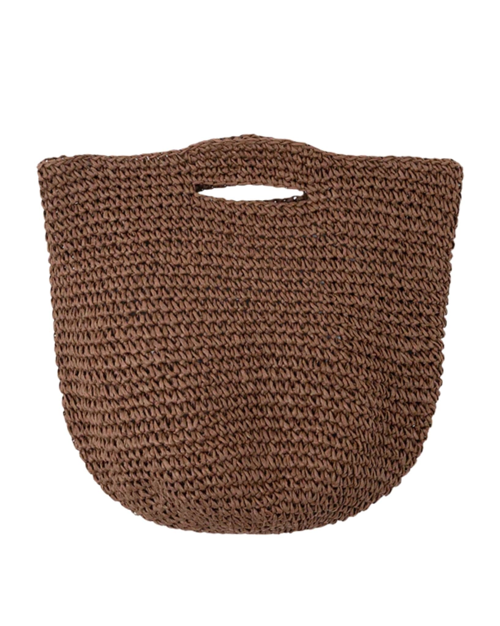 Zulu & Zephyr Round Straw Bag - Walnut