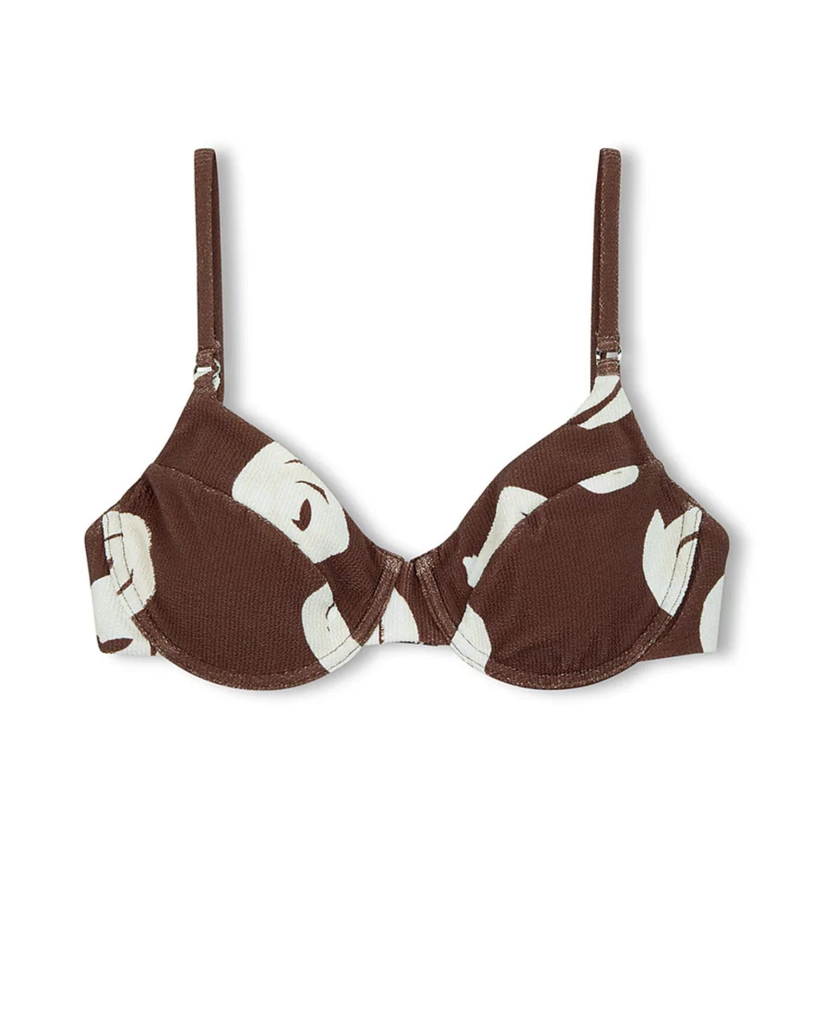 Zulu & Zephyr Womens Cocoa Swirl Textured Balconette Bra Cup