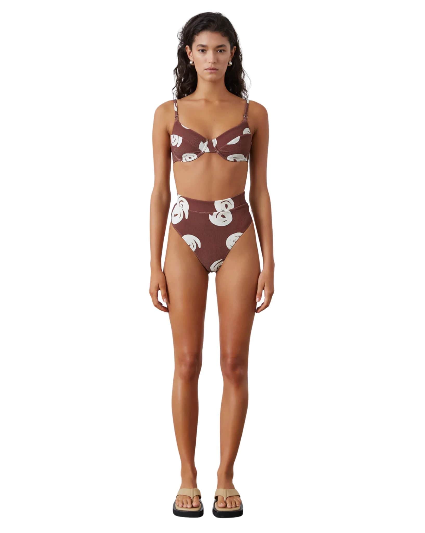 Zulu & Zephyr Womens Cocoa Swirl Textured Balconette Bra Cup