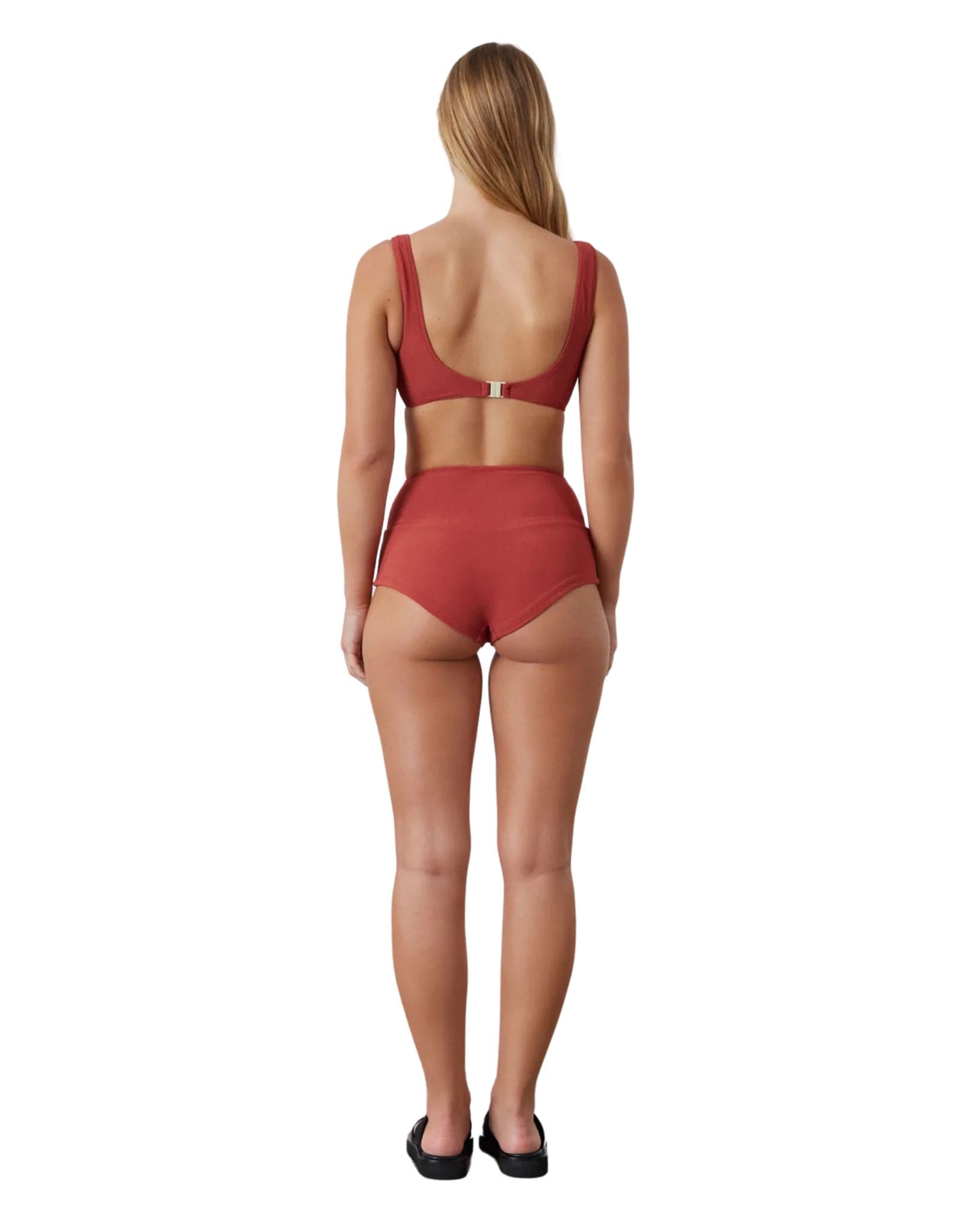 Zulu & Zephyr Womens Earth Red Textured Boy Short