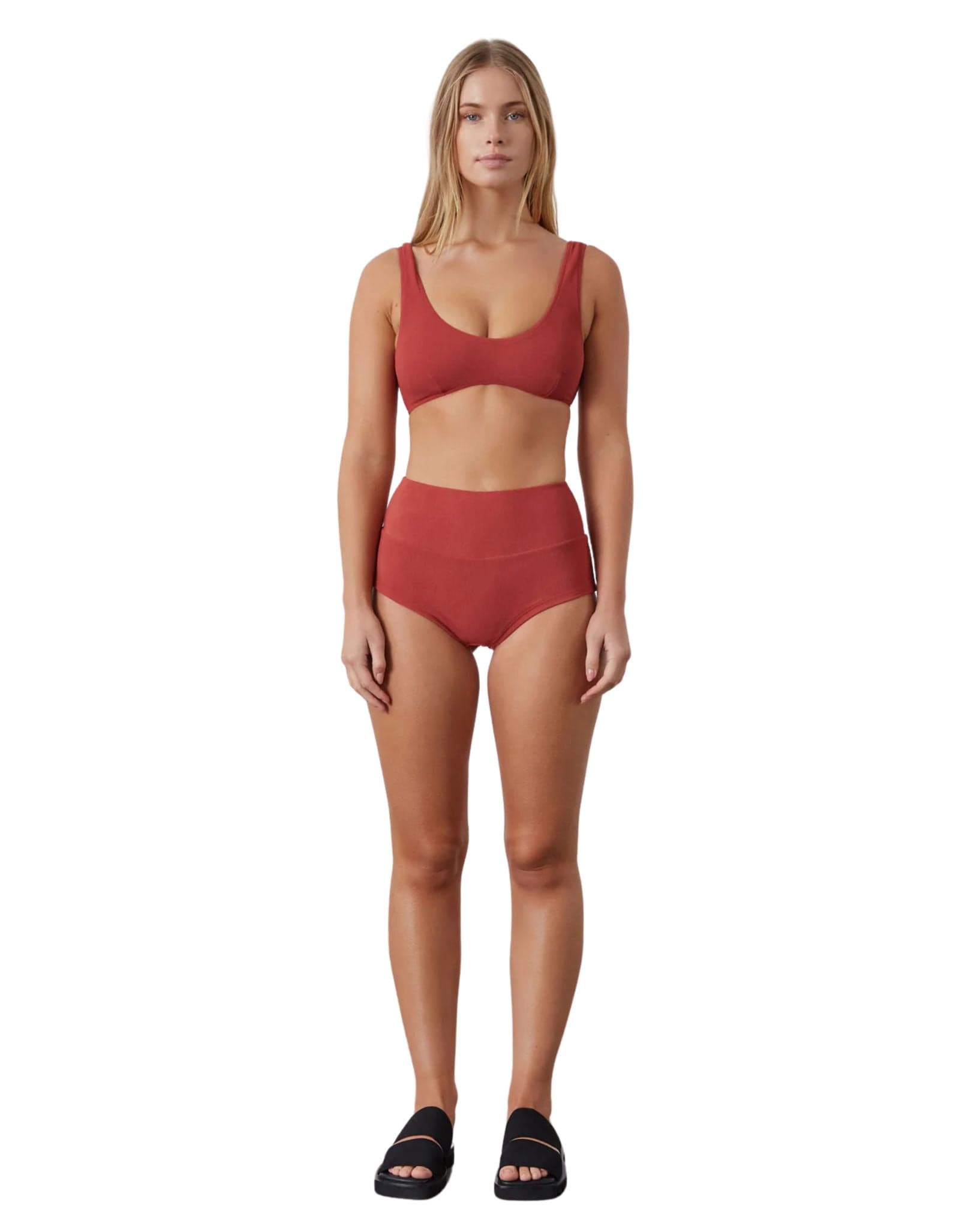 Zulu & Zephyr Womens Earth Red Textured Crop Bralette