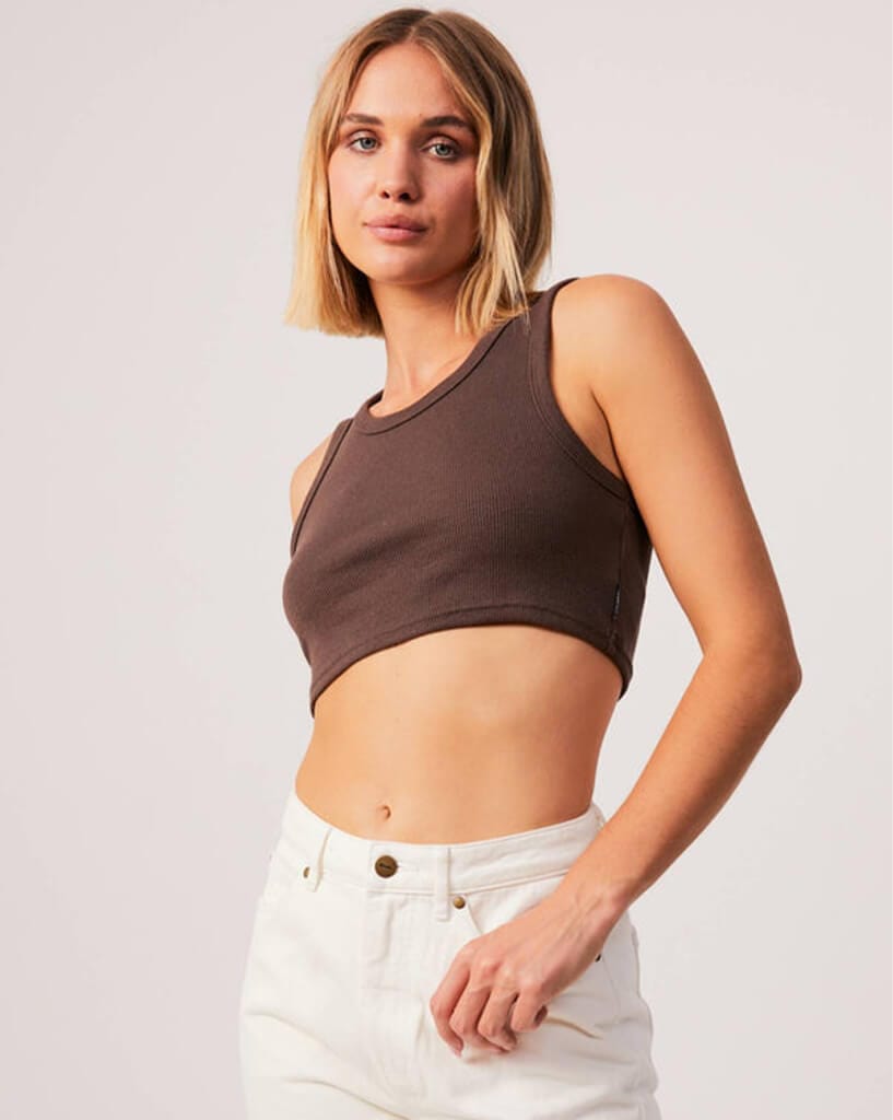 Afends Chloe - Hemp Rib Cropped Singlet