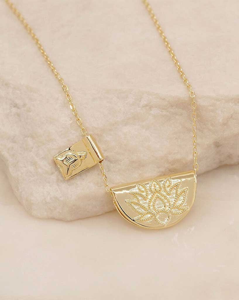 By Charlotte Gold Lotus And Little Buddha Necklace