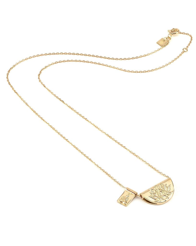 By Charlotte Gold Lotus And Little Buddha Necklace