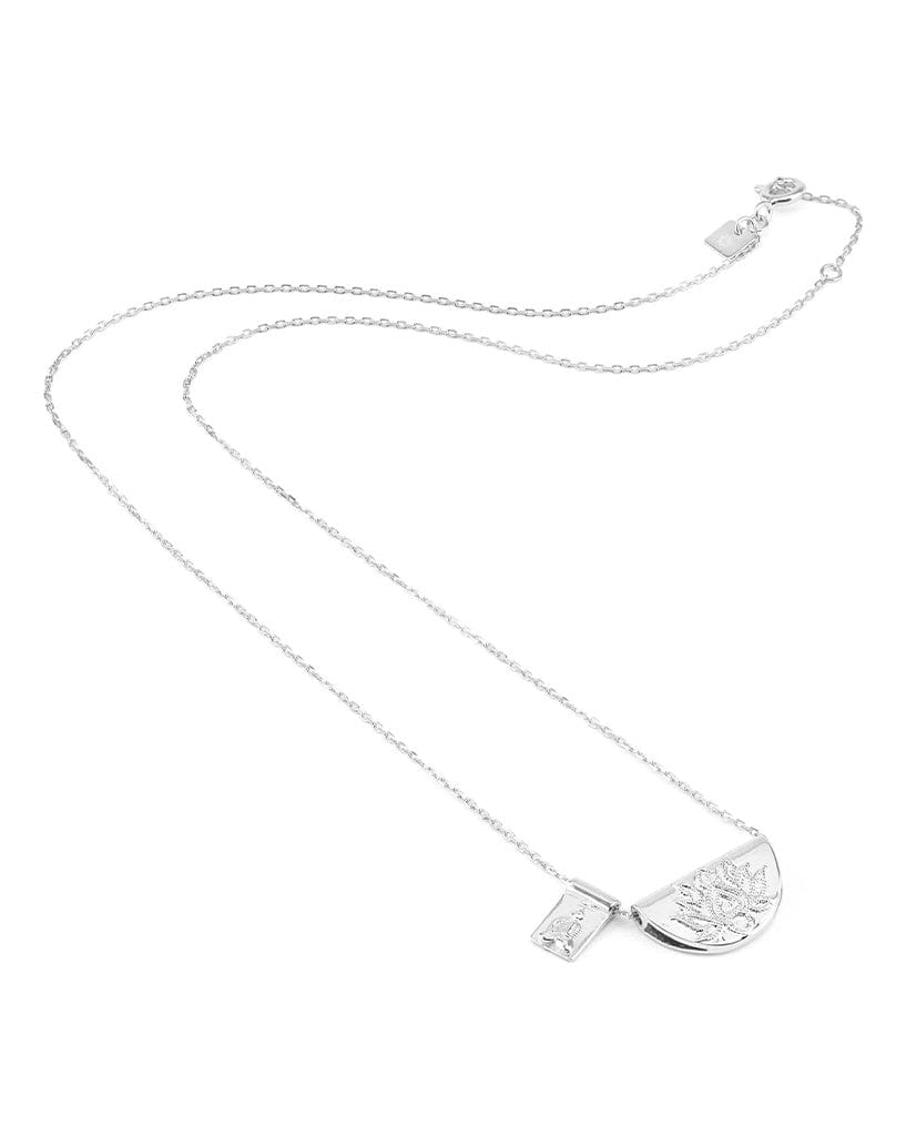 By Charlotte Jewellery Silver Lotus and little Buddha Necklace Silver