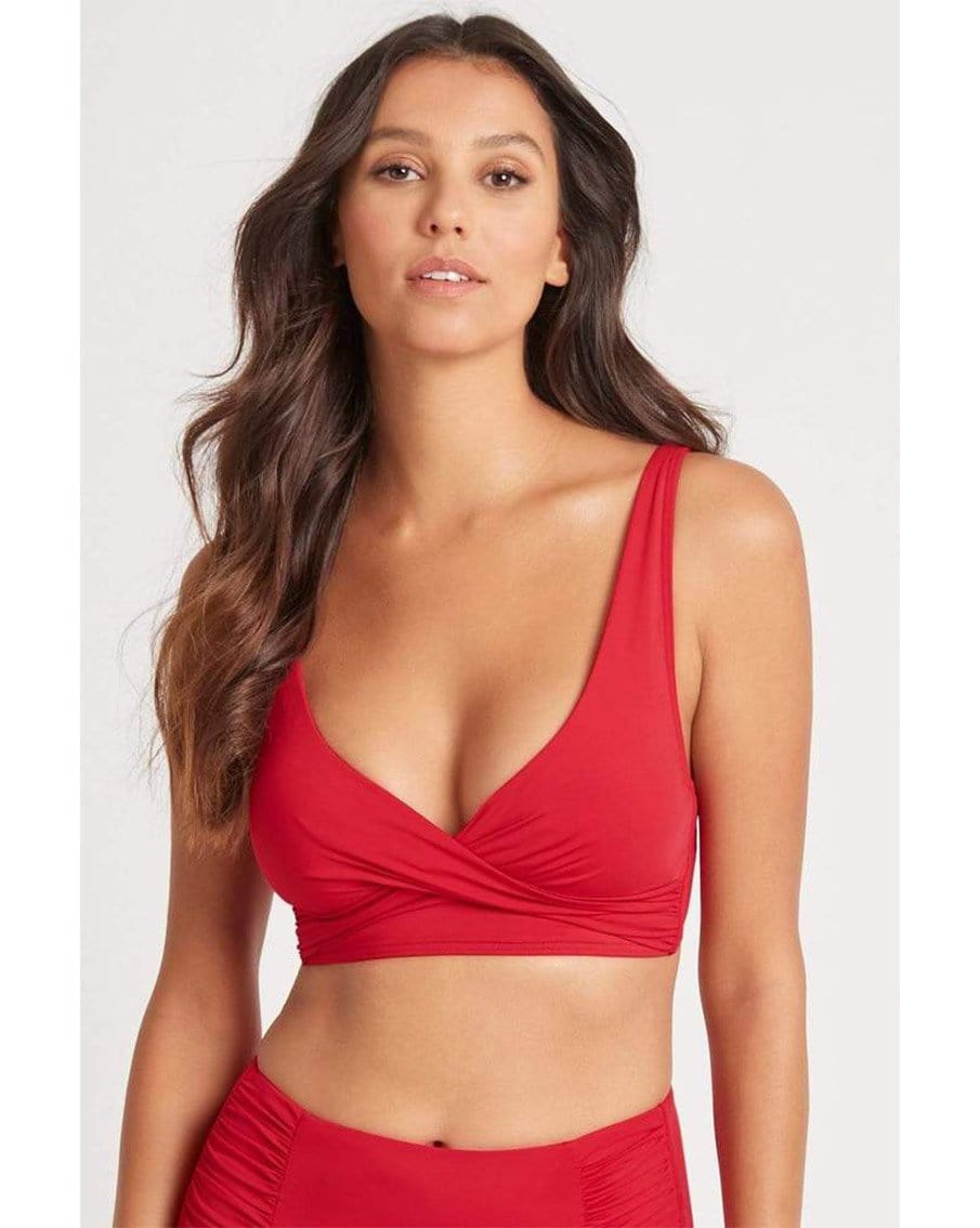 Sea Level Essentials Cross Front Multifit Bra Top