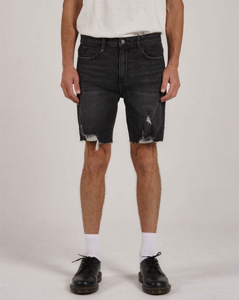 Thrills Destroyed Bones Denim Short - Smoked Black