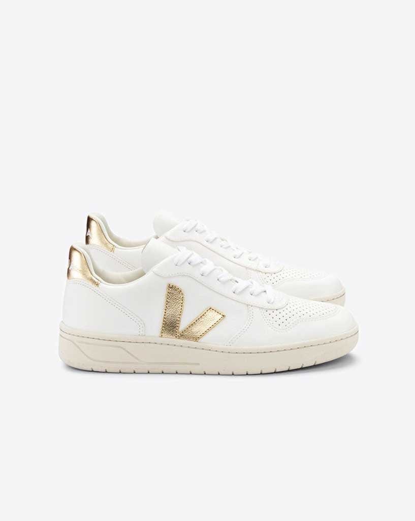 Veja V-10 Chromefree Leather - White Platine