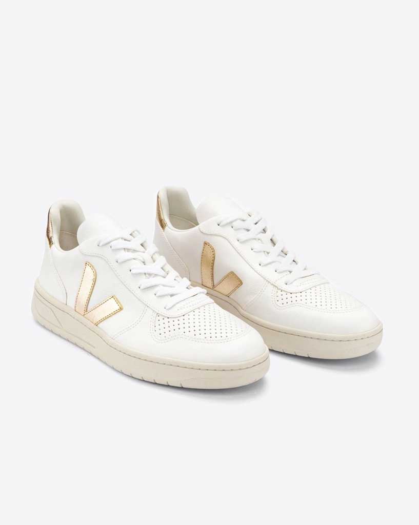 Veja V-10 Chromefree Leather - White Platine